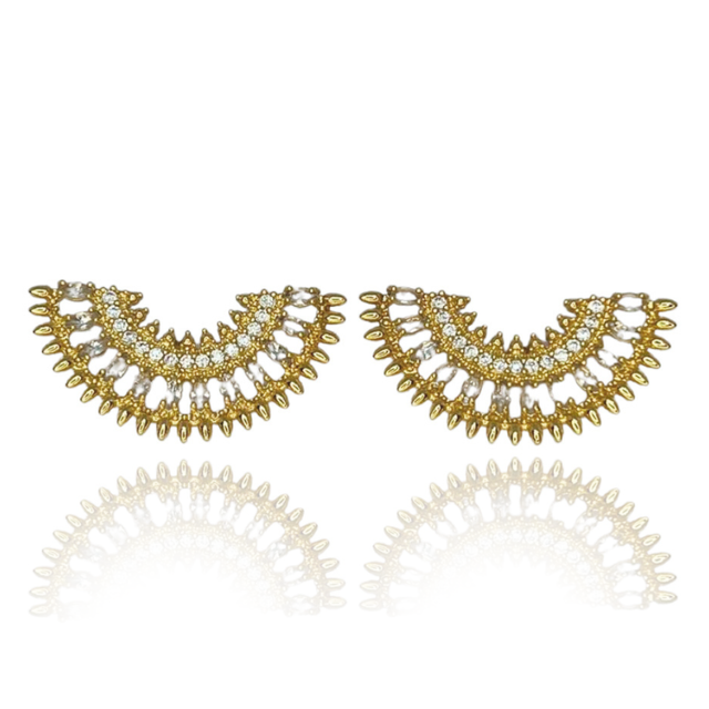 BRINCO LEQUE OVAL ZIRCÔNIAS