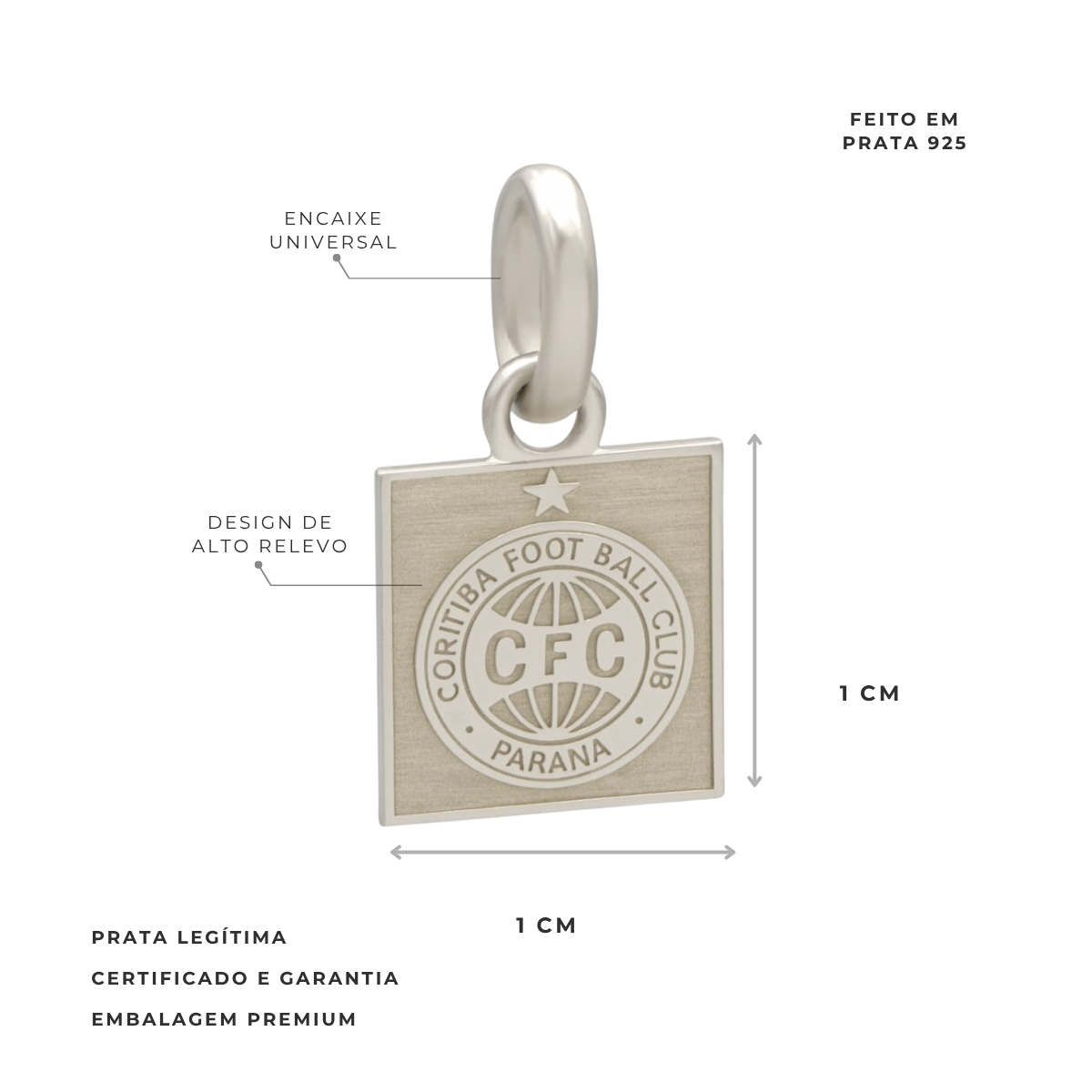 PINGENTE QUADRADO ESCUDO CORITIBA