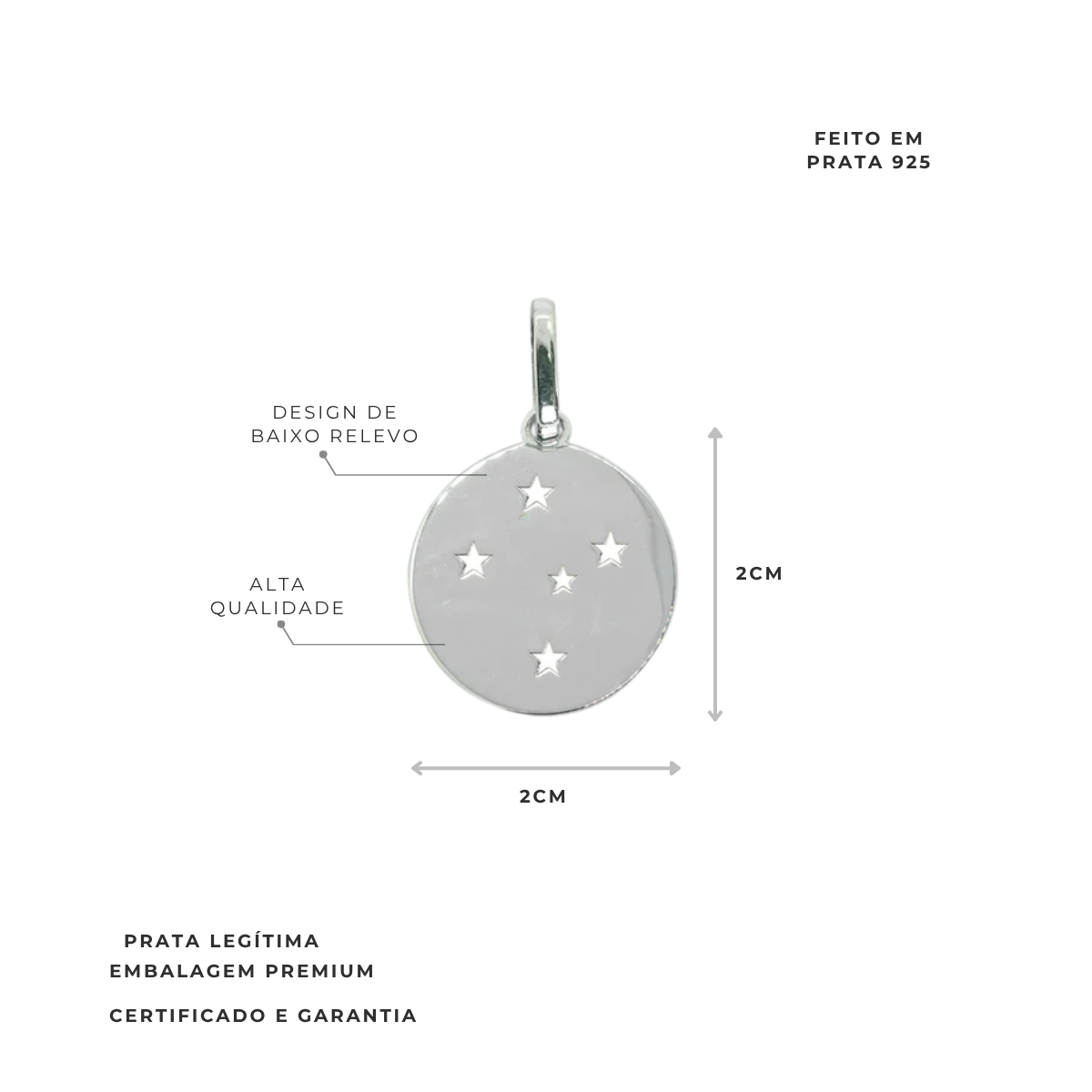 PINGENTE ESTRELAS VAZADAS CRUZEIRO - 2CM