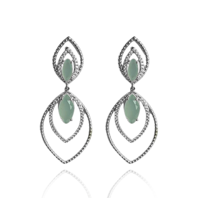 BRINCO FOLHAS NAVETE E ZIRCÔNIA