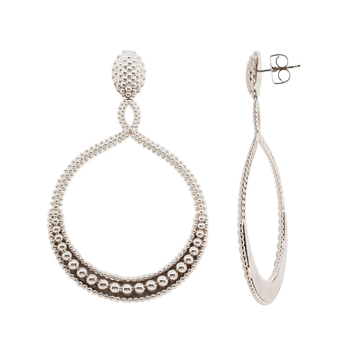 BRINCO FOLHEADO FLOR TEXTURIZADA OVAL