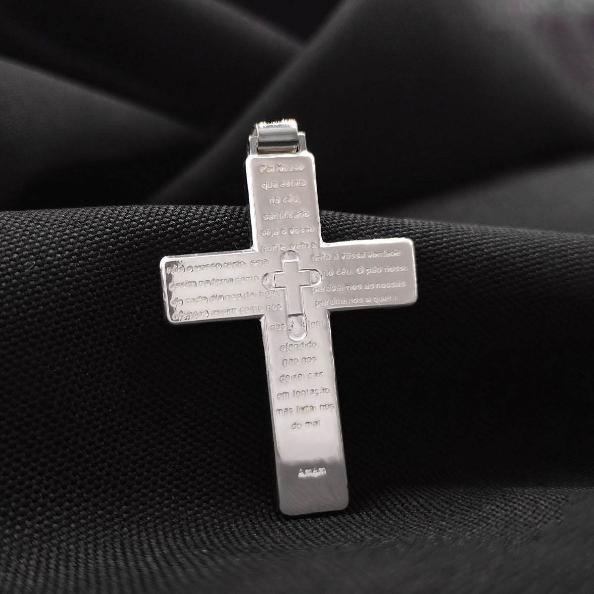 PINGENTE CRUZ ORAÇÃO PAI NOSSO PRATA 925