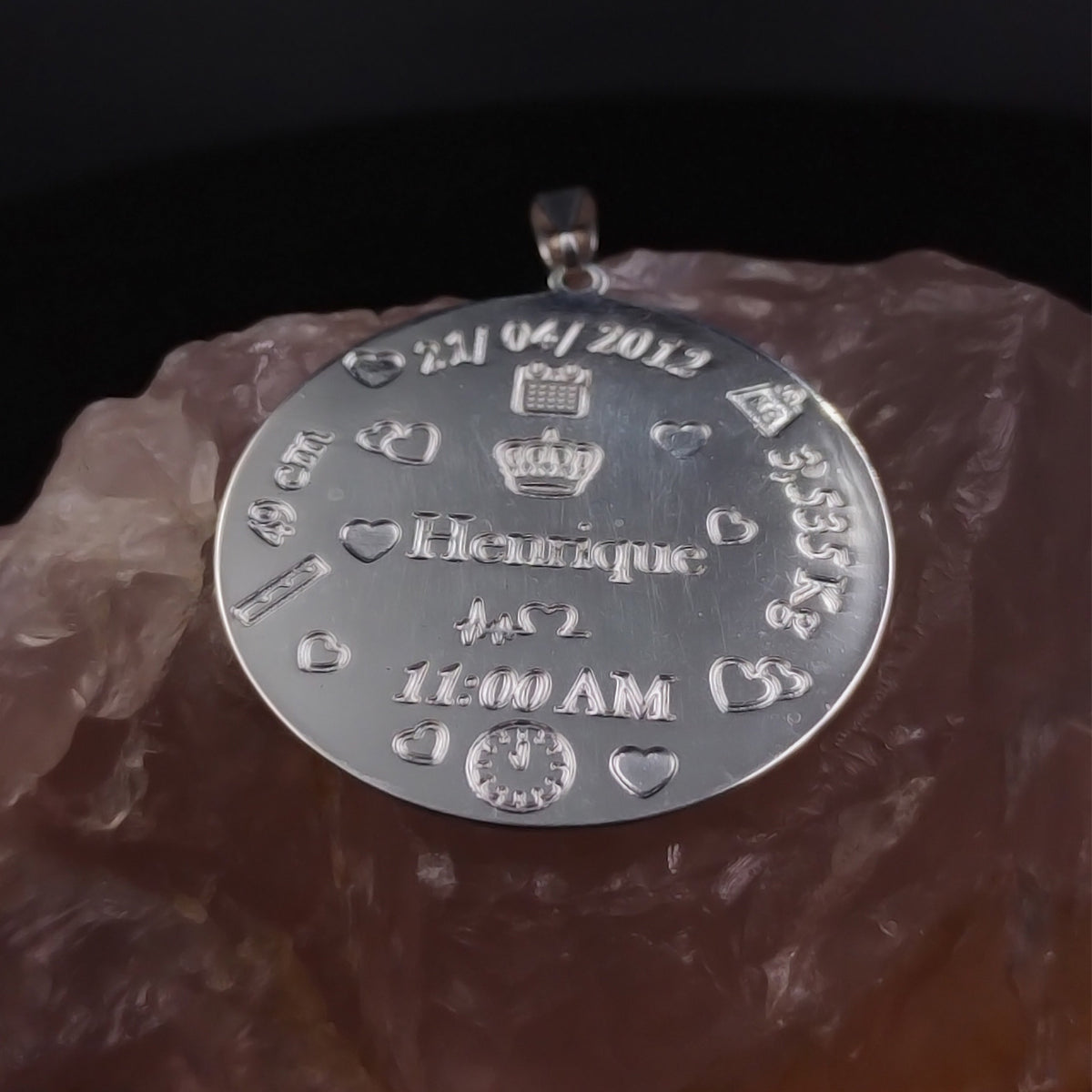 PINGENTE PERSONALIZADO INFORMAÇÕES NASCIMENTO