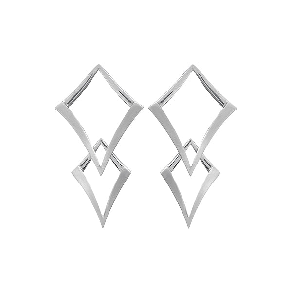 TWO DIAMONDS SILVER EARRING