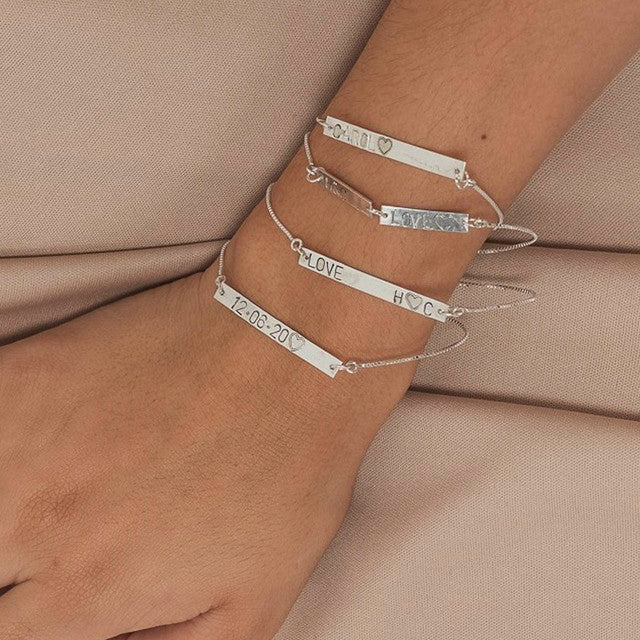 PULSEIRA DE PRATA PLACA PERSONALIZADA