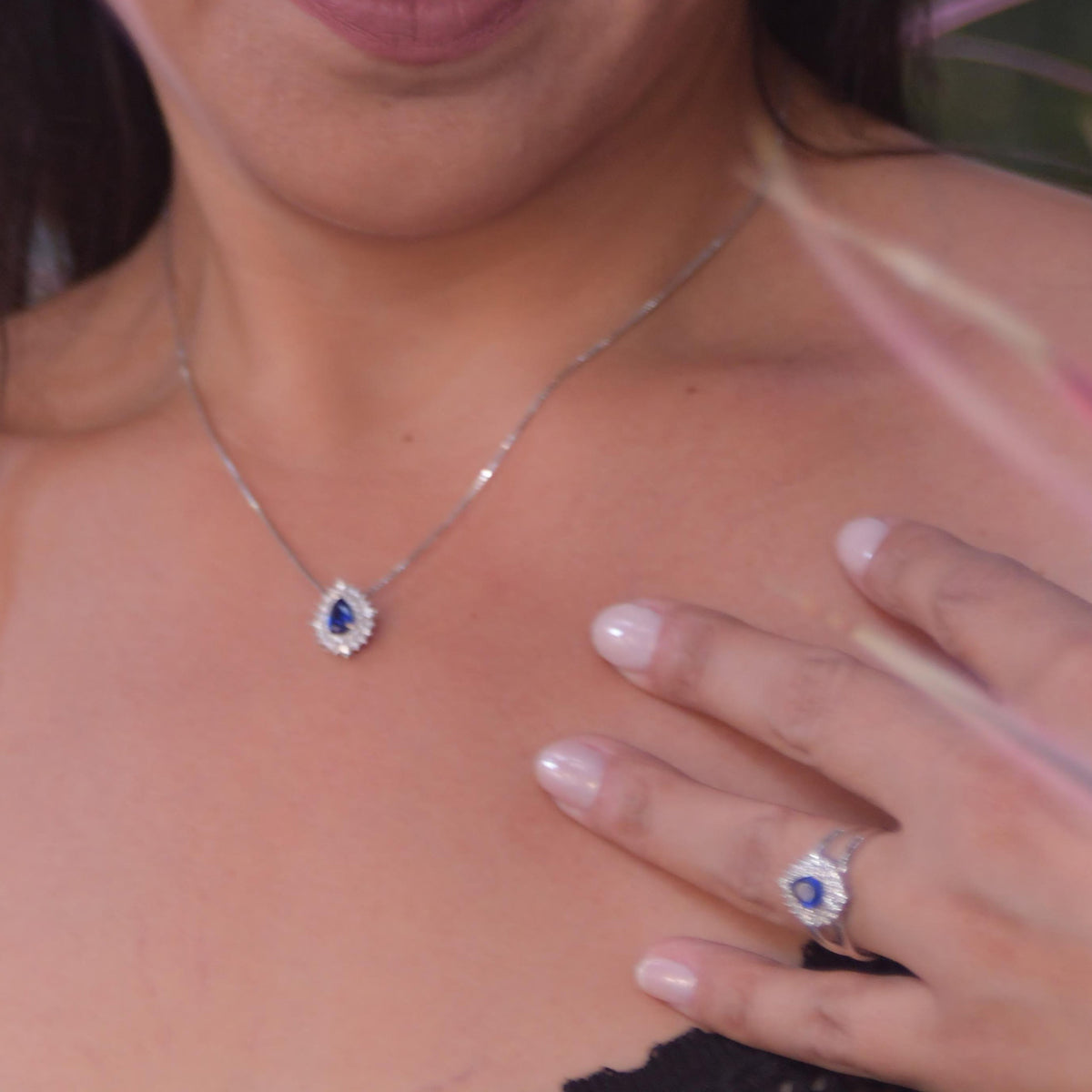 SILVER DROP CRYSTAL RING