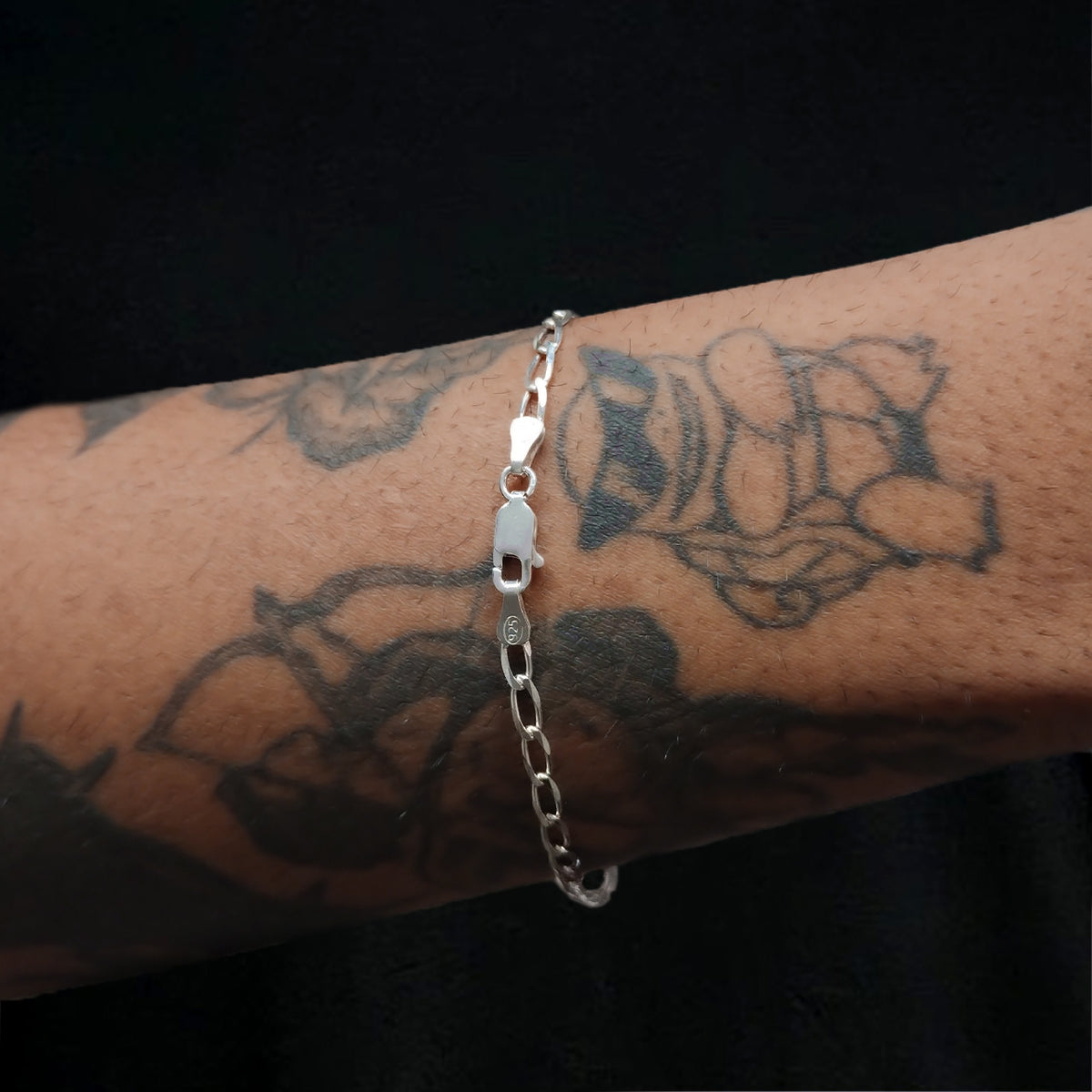 PULSEIRA DE PRATA GROUMET ELOS ALONGADOS