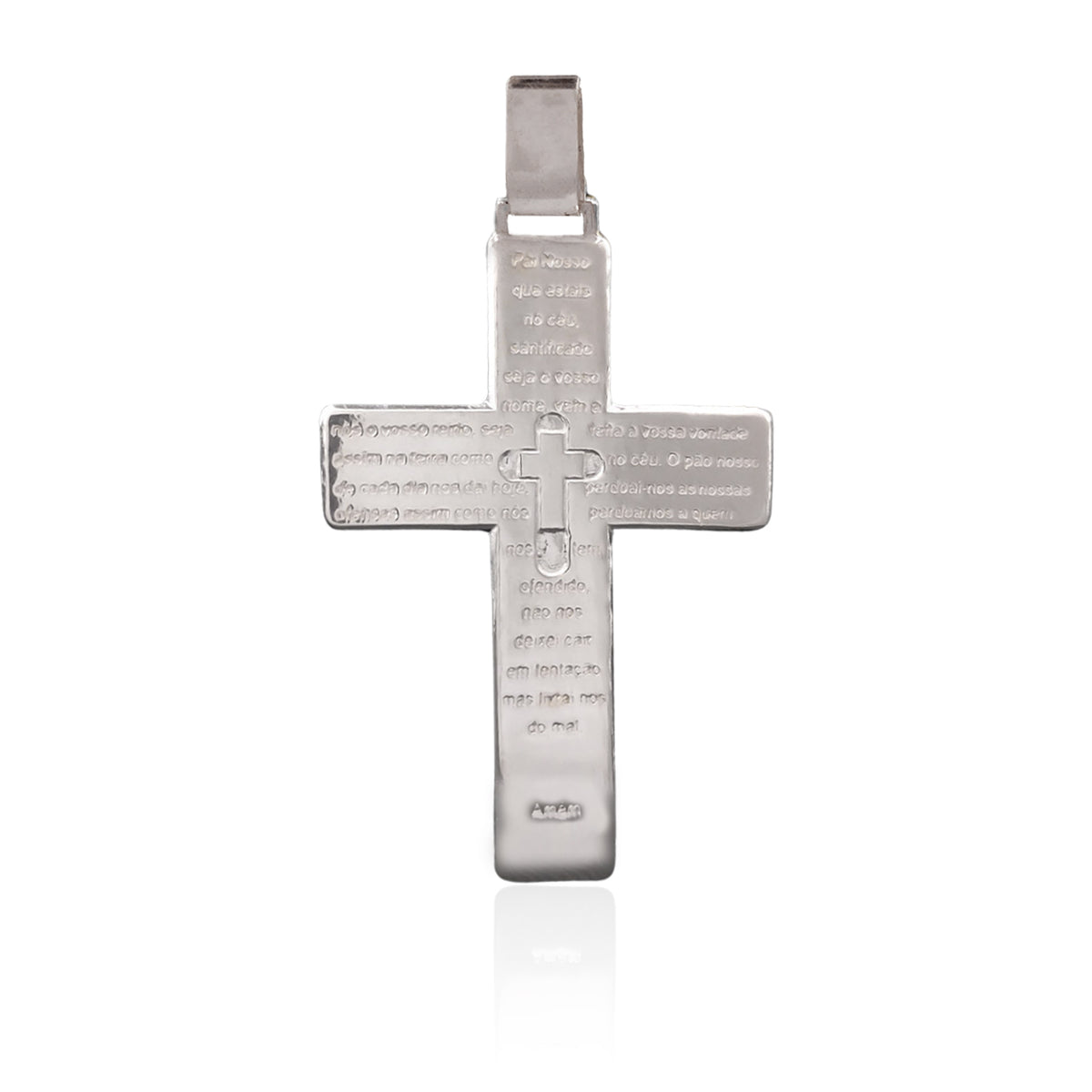 PINGENTE CRUZ ORAÇÃO PAI NOSSO PRATA 925