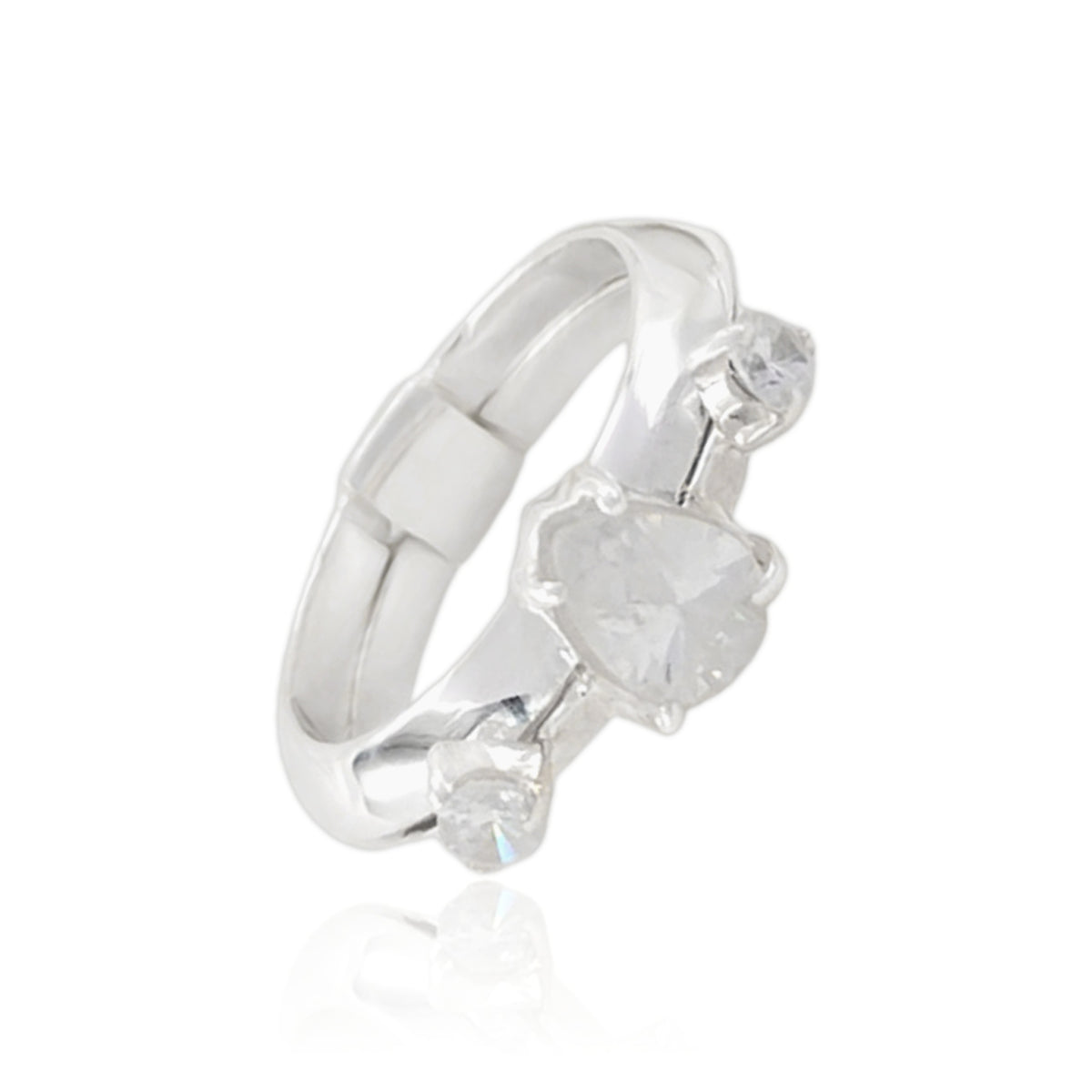 Anel Feminino com Pedra Gota Zircônia Prata 925 Legítima