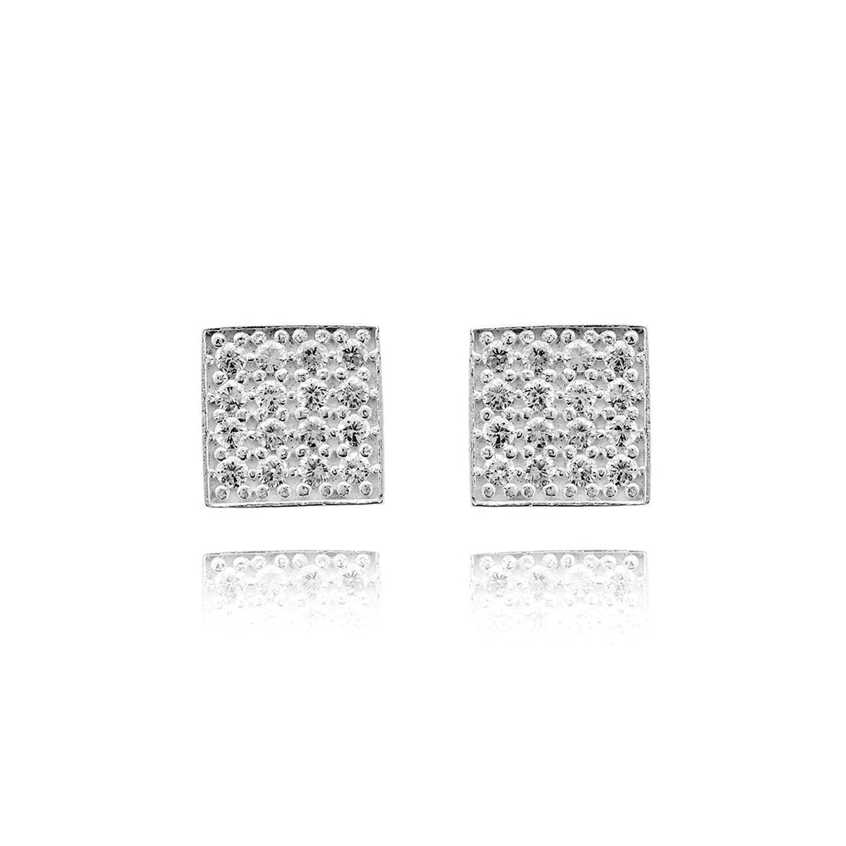 BRINCO DE PRATA QUADRADO COM ZIRCÔNIAS