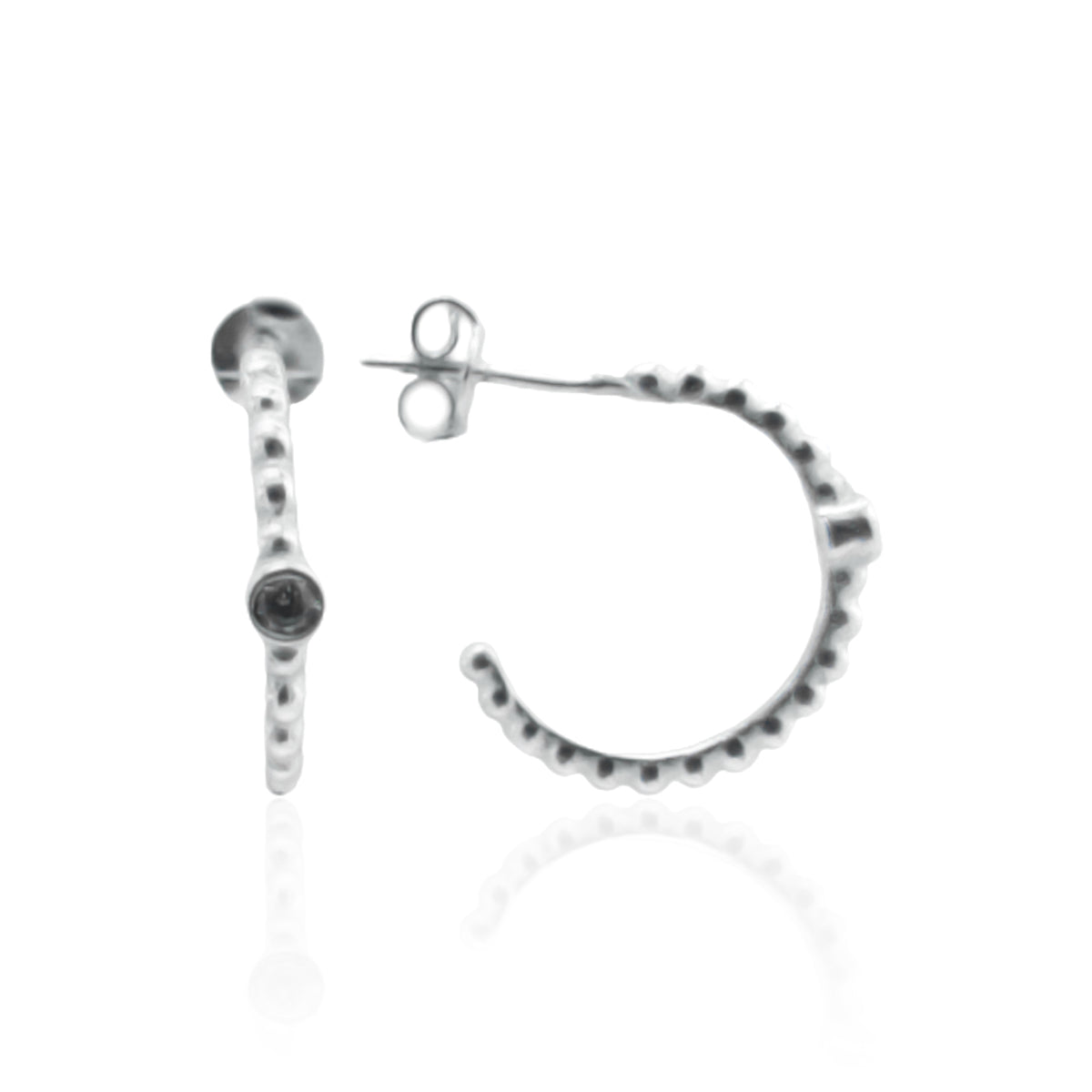 BRINCO PRATA MEIA ARGOLA ZIRCÔNIA