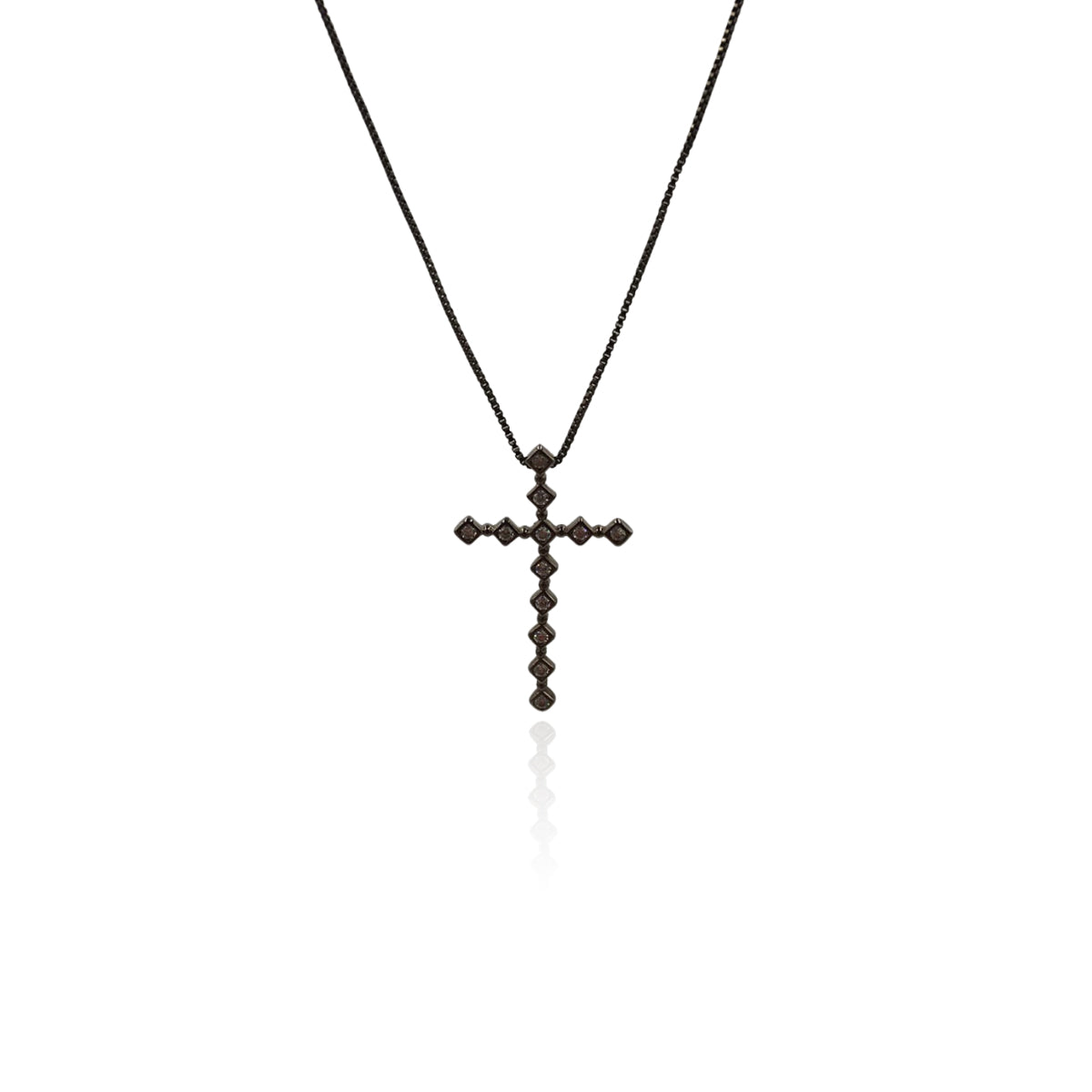 COLAR CRUZ ZIRCÔNIAS REDONDAS