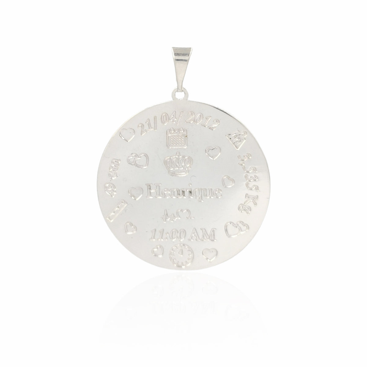 PINGENTE PERSONALIZADO INFORMAÇÕES NASCIMENTO