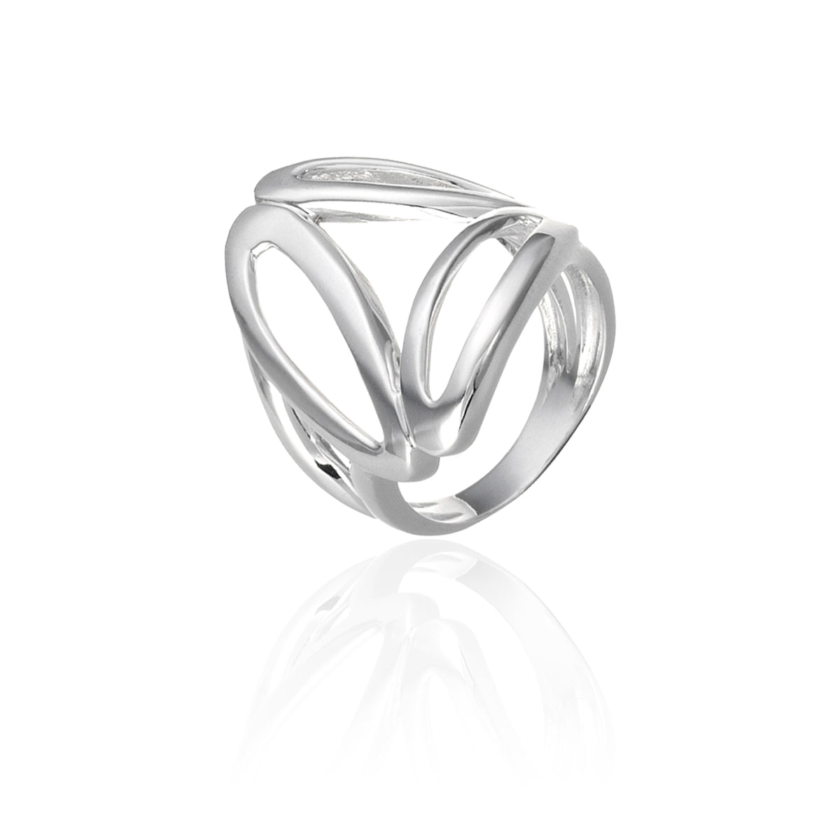 THREE-LINK OVAL SILVER RING