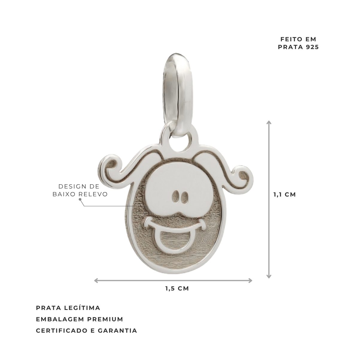 PINGENTE DE PRATA SMILINGUIDO SORRINDO