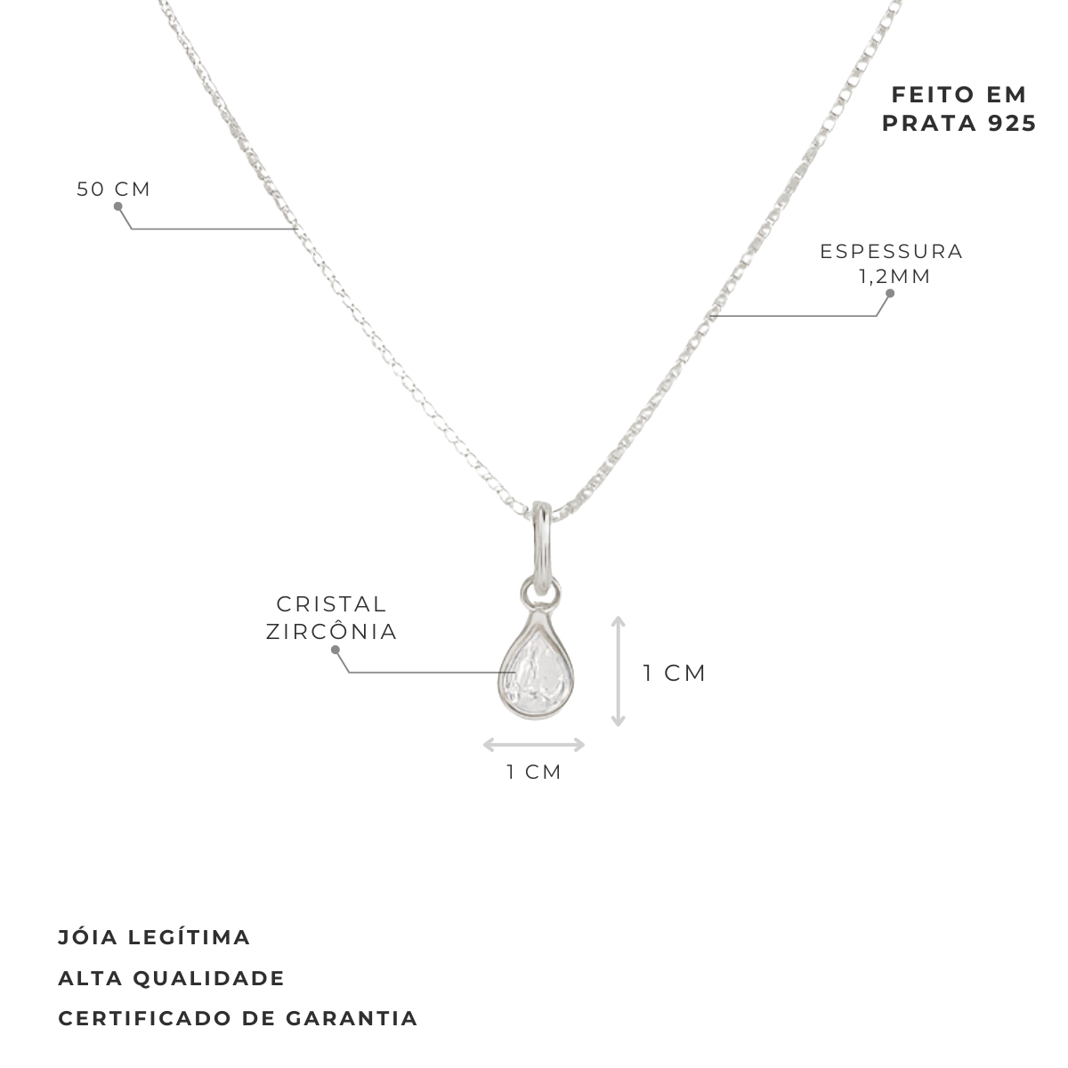 COLAR DE PRATA PONTO DE LUZ GOTA