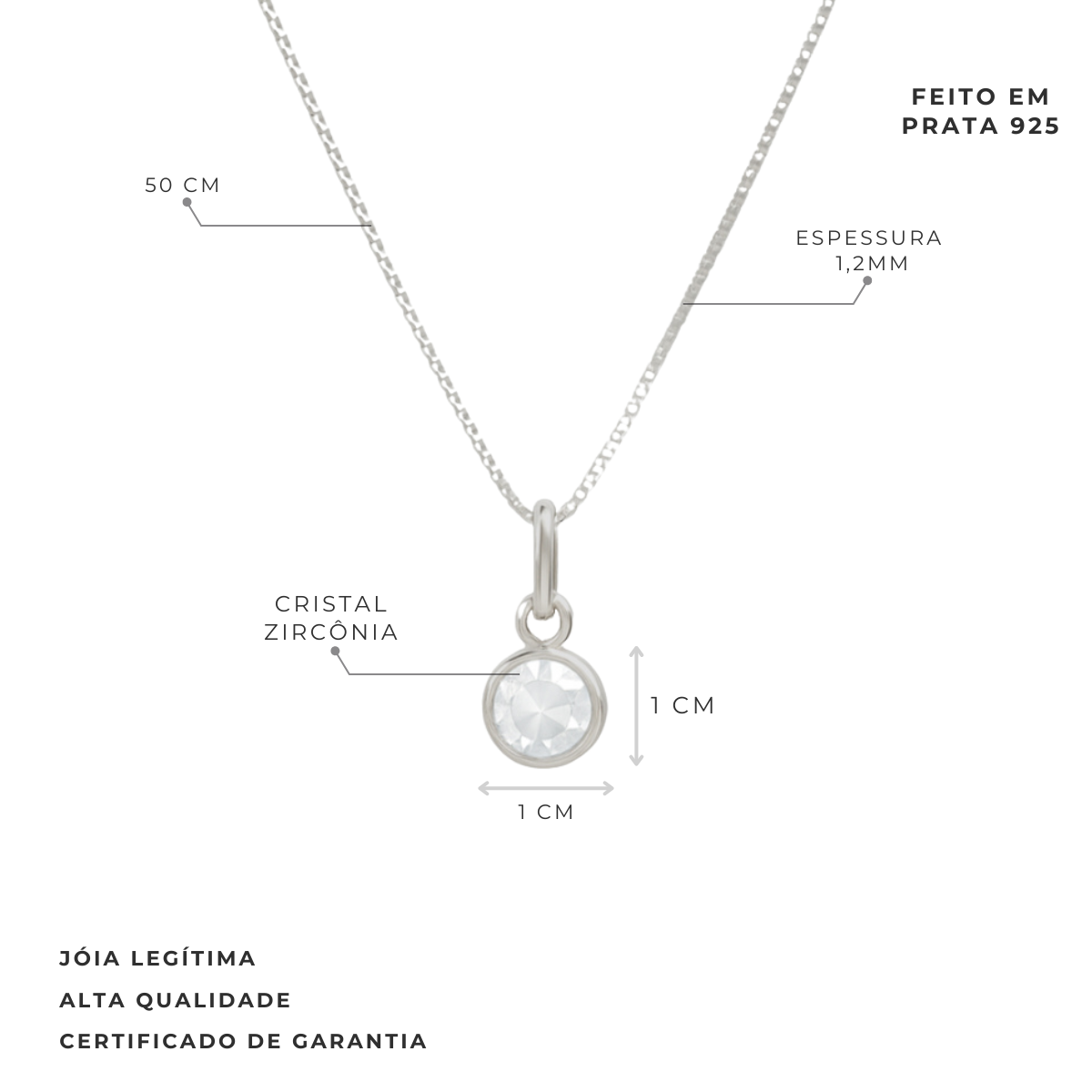 COLAR DE PRATA PONTO DE LUZ REDONDO