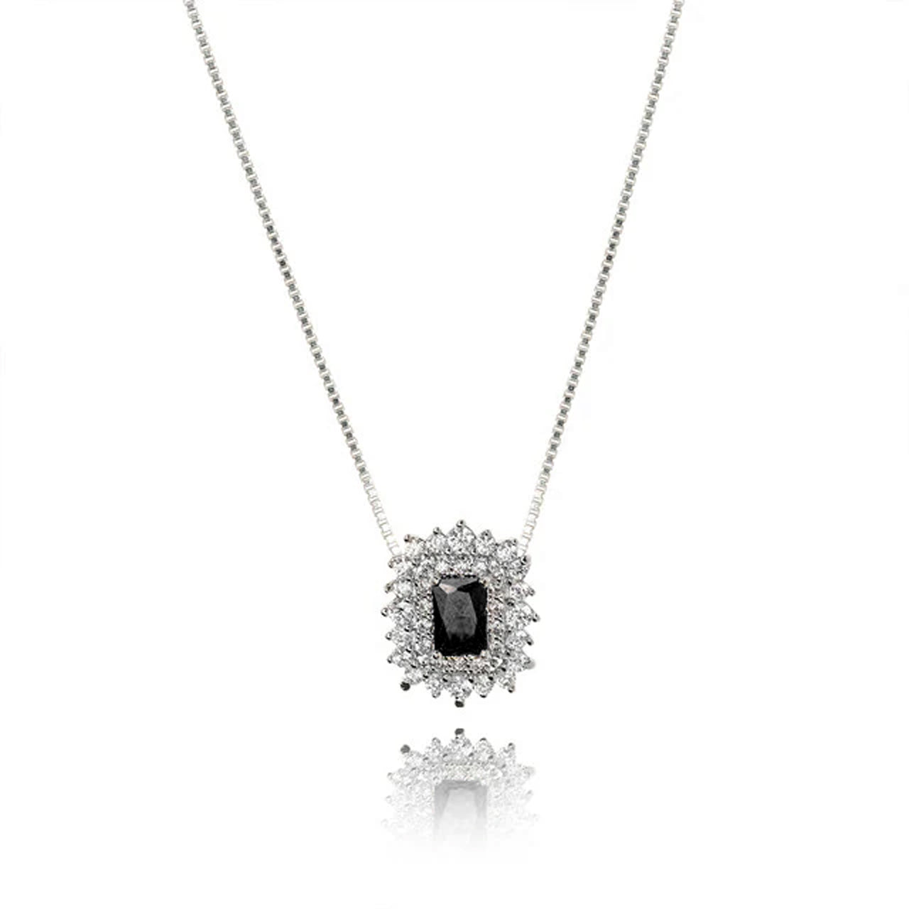 COLAR PRATA CRISTAL RETANGULAR