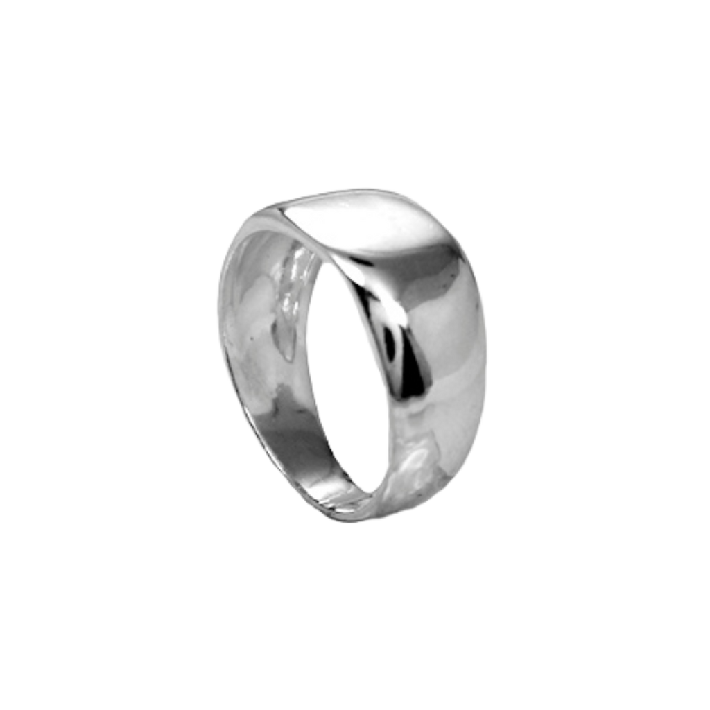 DOMED SILVER RING WITH FLATTENING
