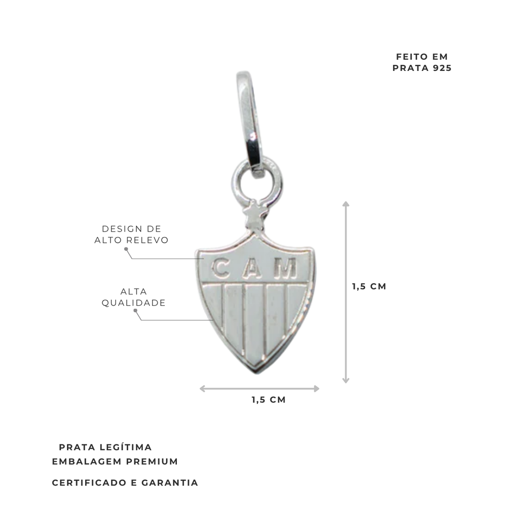 PINGENTE ESCUDO CHAPA ATLÉTICO - 1,5CM
