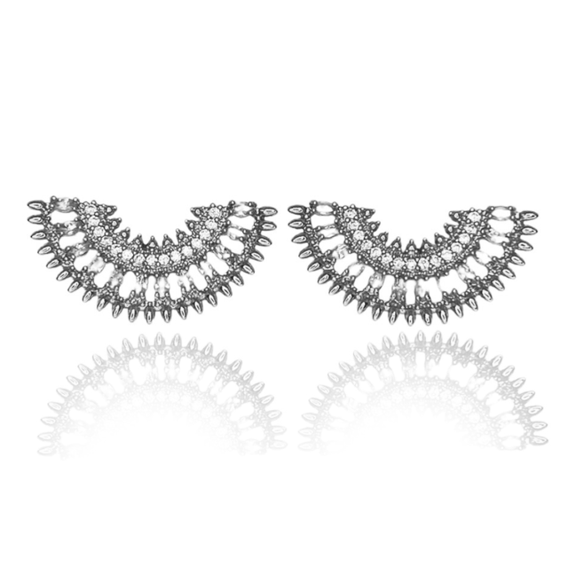 BRINCO LEQUE OVAL ZIRCÔNIAS