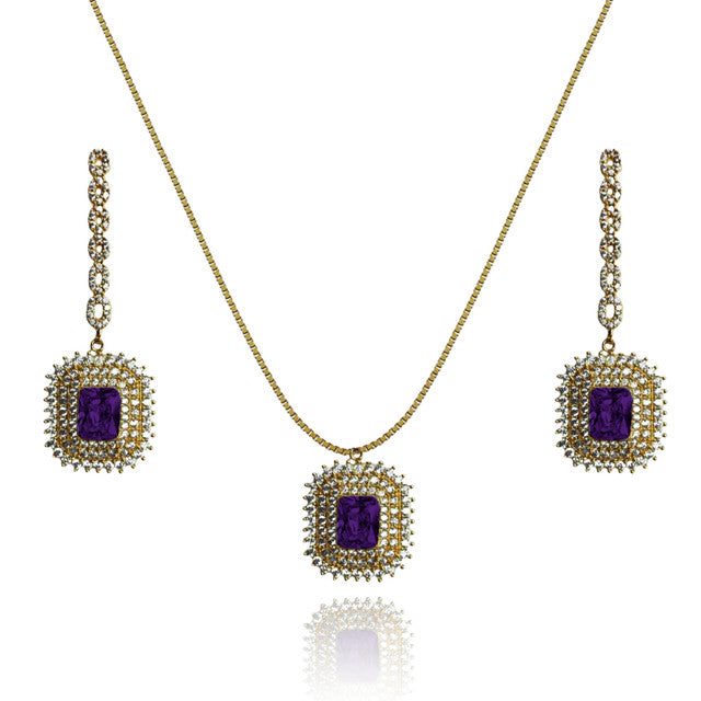 CONJUNTO BRINCO E COLAR LUXO PALITO