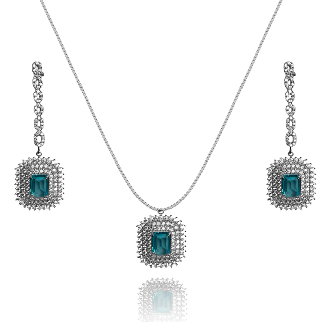 CONJUNTO BRINCO E COLAR LUXO PALITO