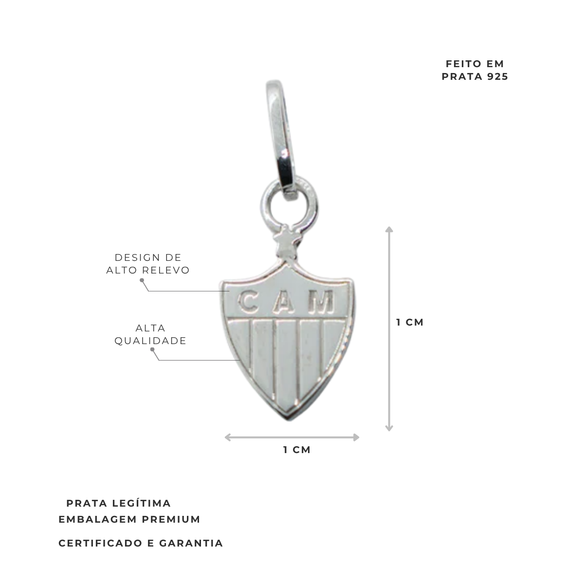 PINGENTE ESCUDO CHAPA ATLÉTICO - 1CM