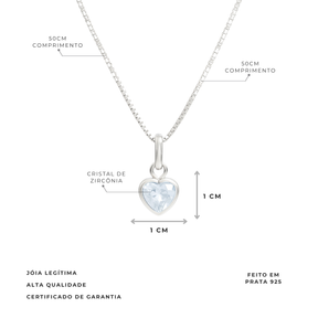 COLAR DE PRATA PONTO DE LUZ CORAÇÃO