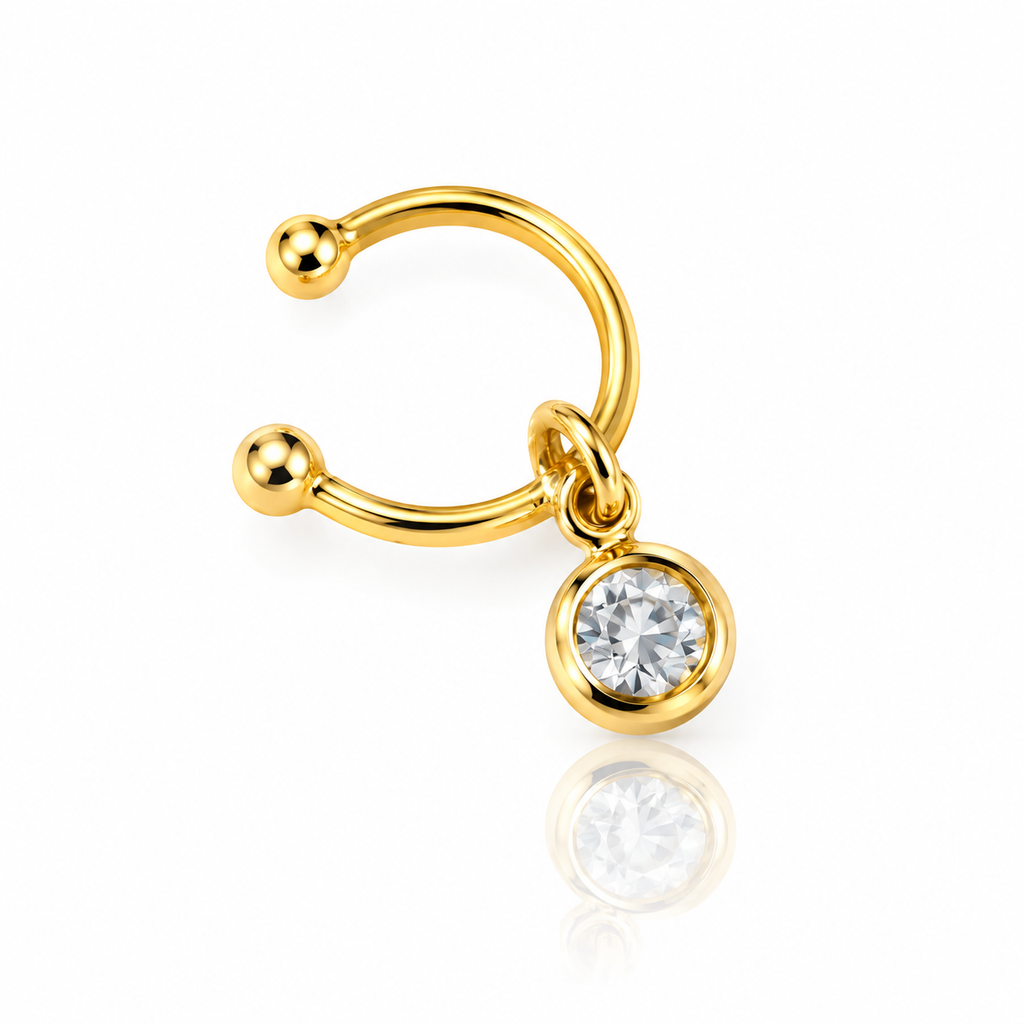 PIERCING FOLHEADO PONTO DE LUZ