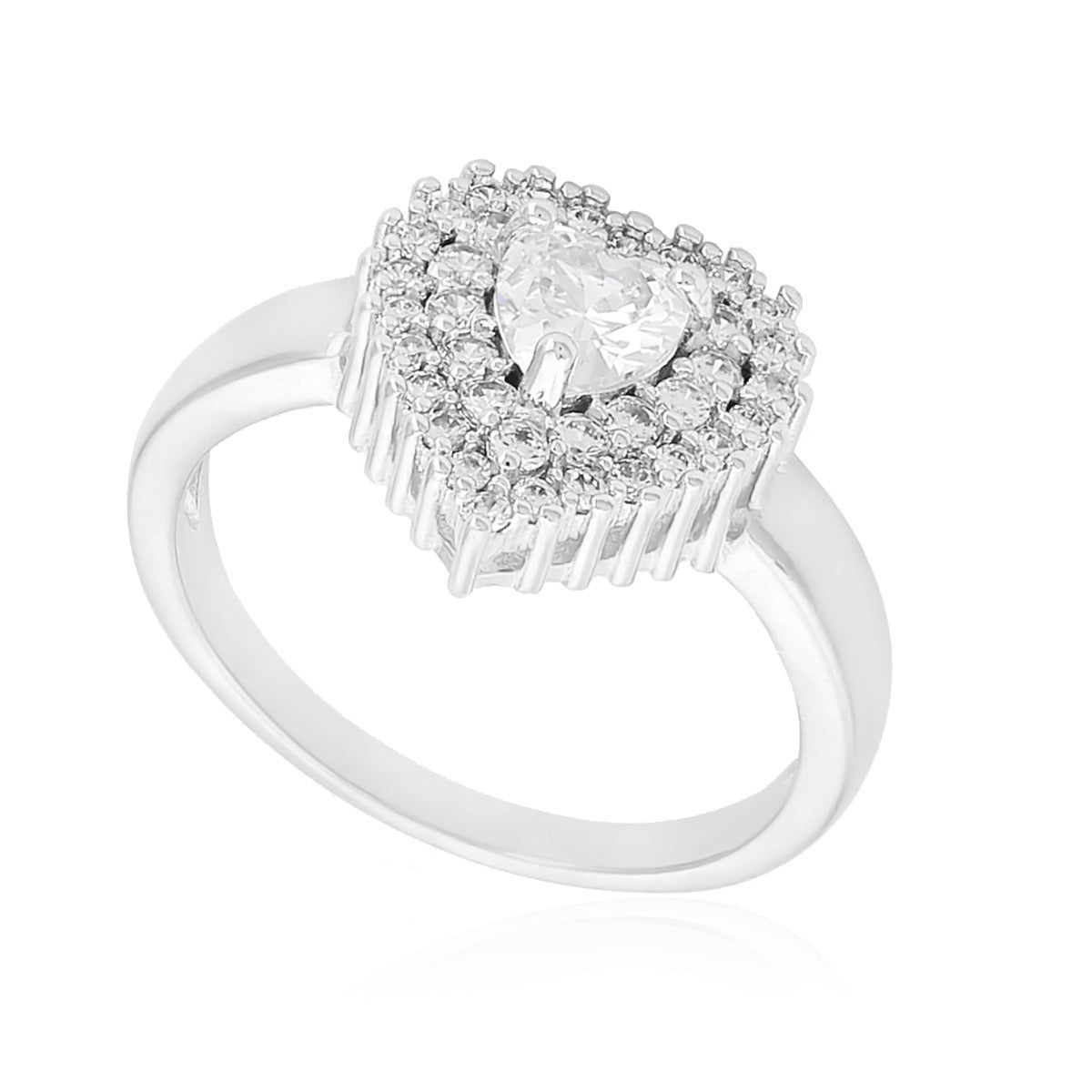 Anel Coração Cravejado Romântico