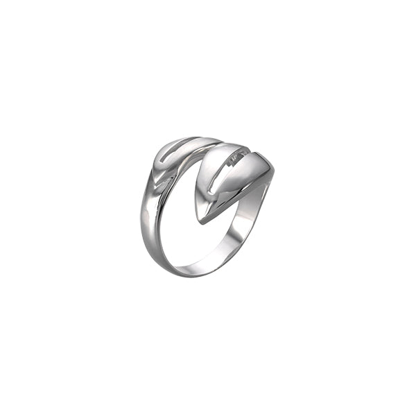TWO LEAF SILVER RING