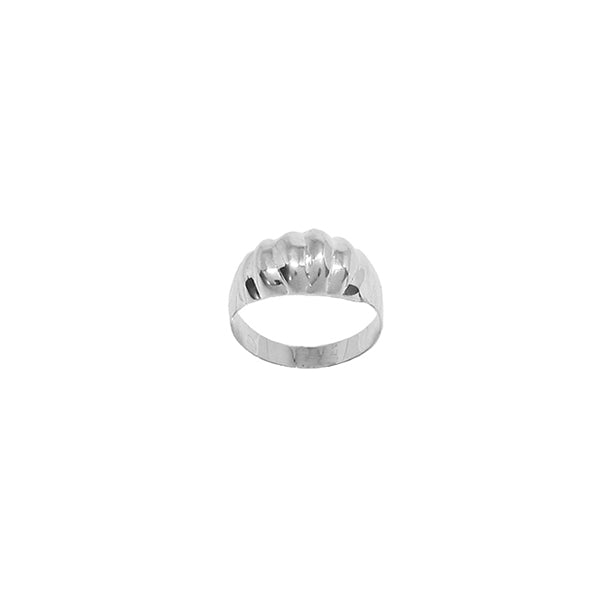 SILVER RING WITH OPPOSING BEADINGS