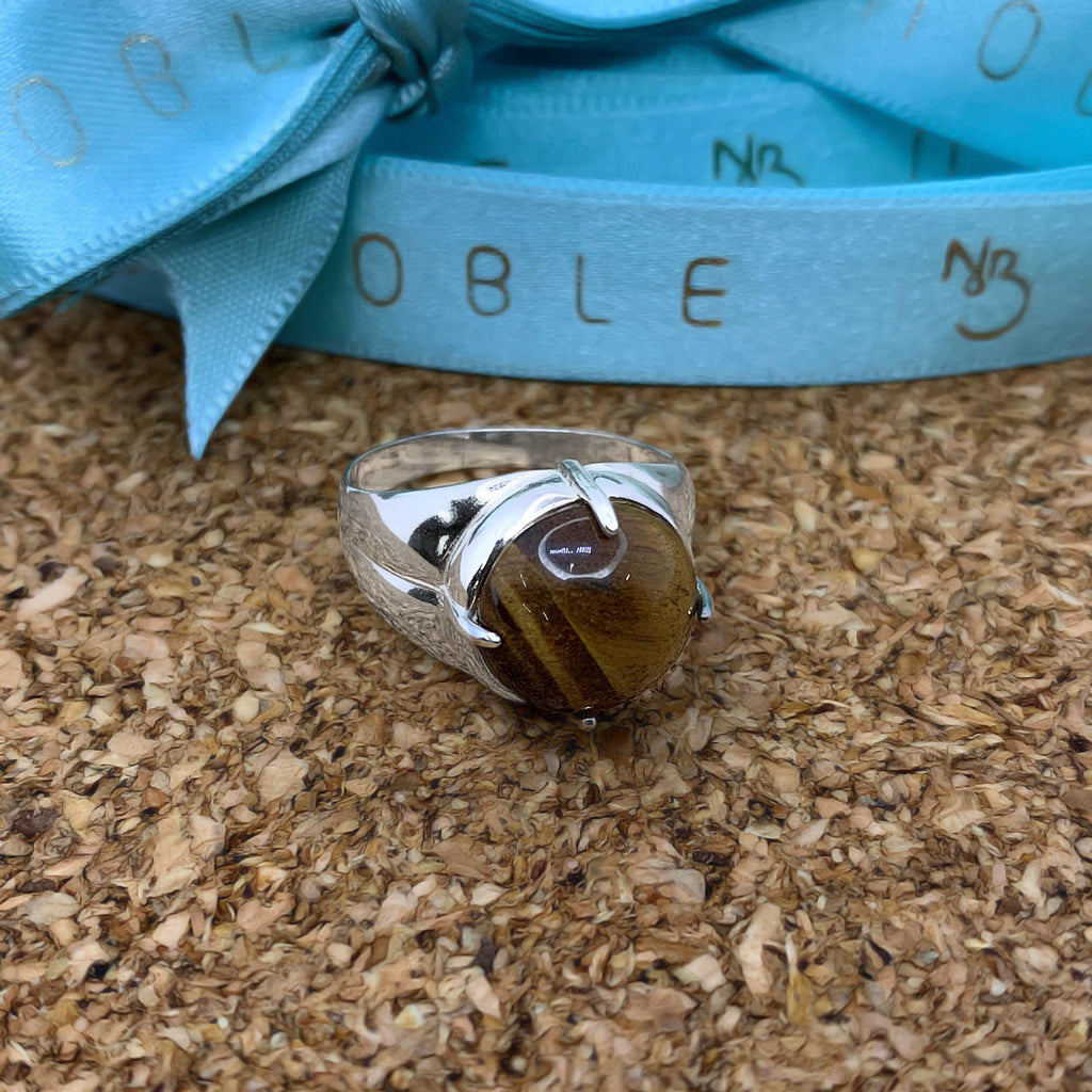 TIGER'S EYE STONE SILVER RING