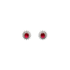 OVAL CRYSTAL SILVER EARRING