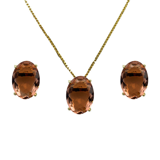 CONJUNTO DE BRINCO E COLAR CRISTAL