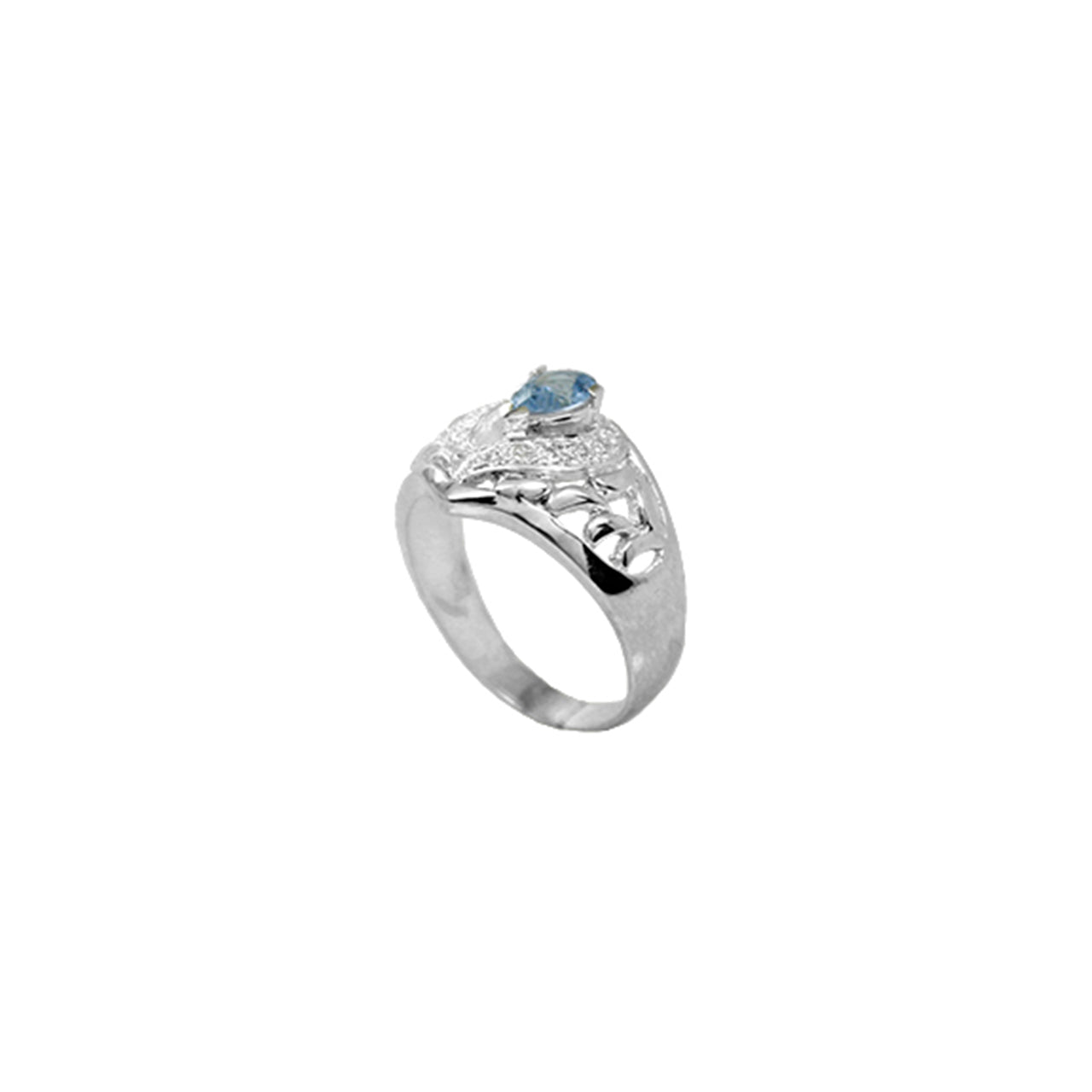 BLUE TOPAZ CRYSTAL SILVER RING