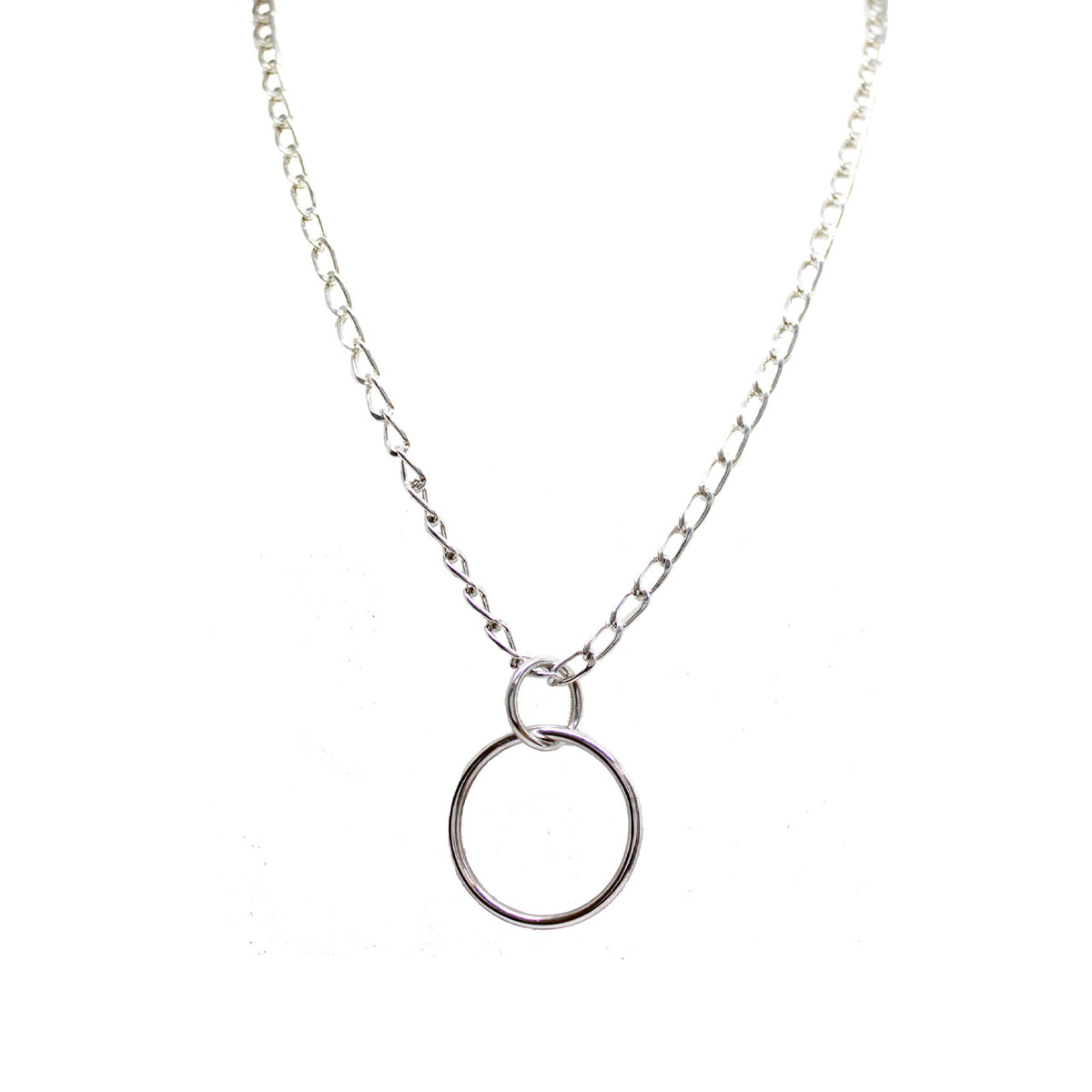 SILVER CIRCLE NECKLACE AND CORD IN LINKS