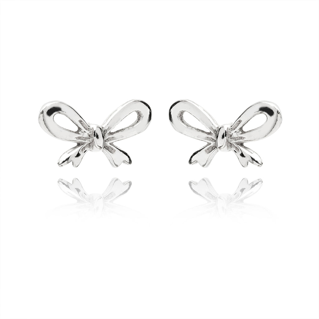 SILVER BOW EARRING