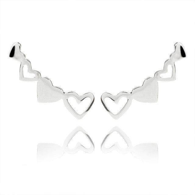 SILVER EARCUFF HEART EARRING