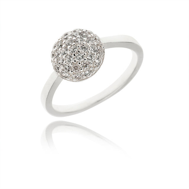 SILVER DOMED ZIRCONIA RING