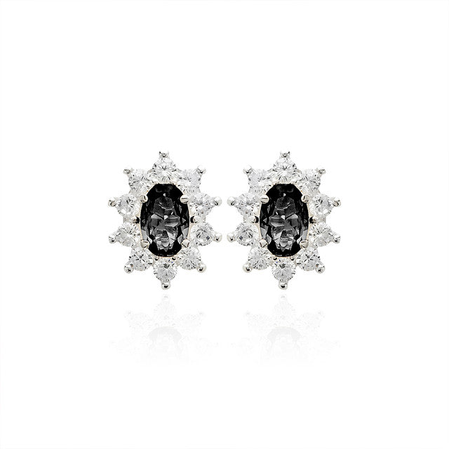 OVAL CRYSTAL SILVER EARRING