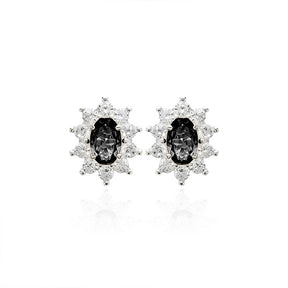 OVAL CRYSTAL SILVER EARRING