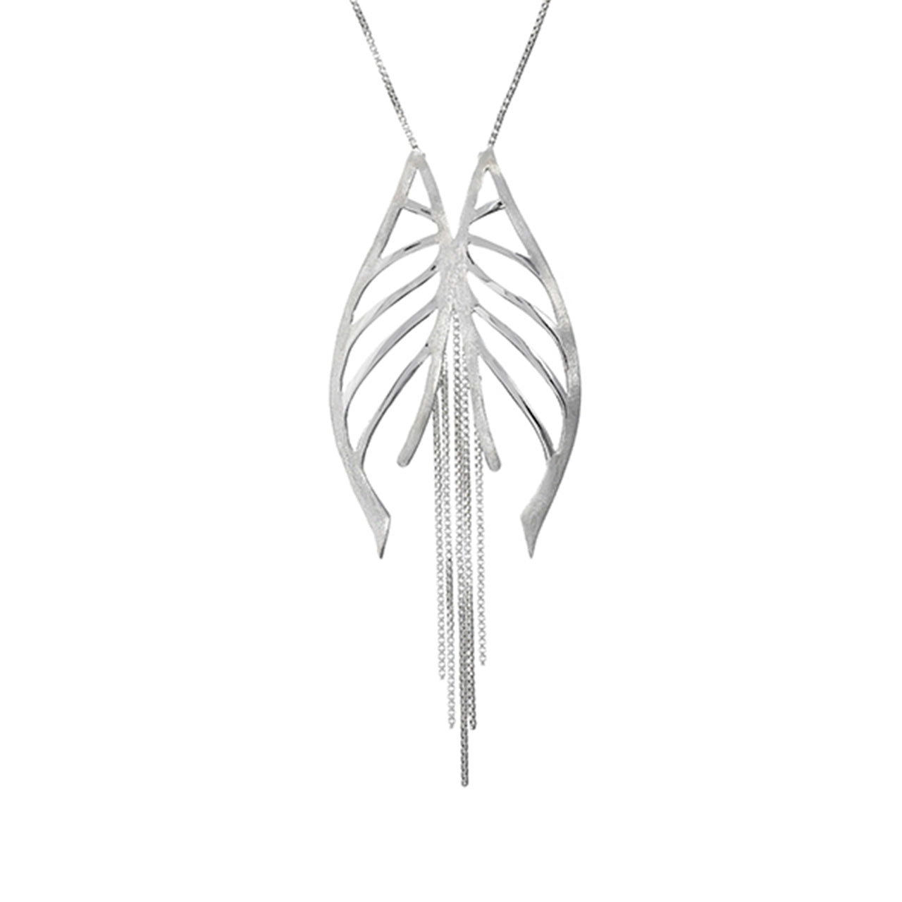 SILVER BUTTERFLY WING NECKLACE WITH STRINGS