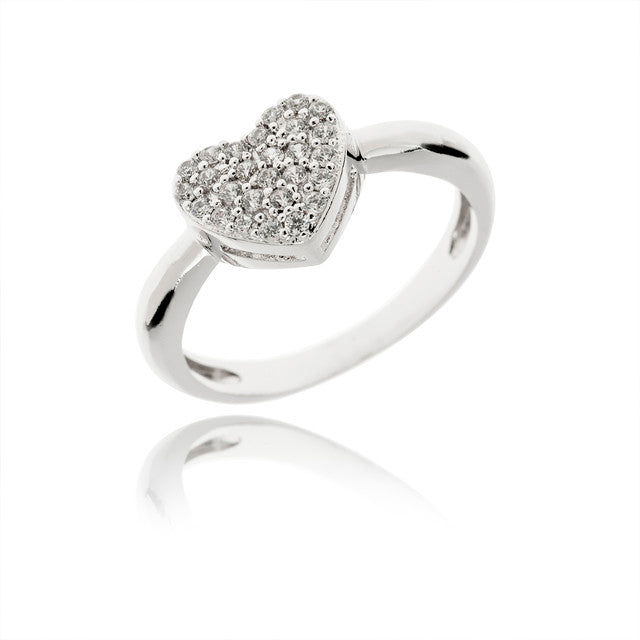 SILVER HEART ZIRCONIA RING