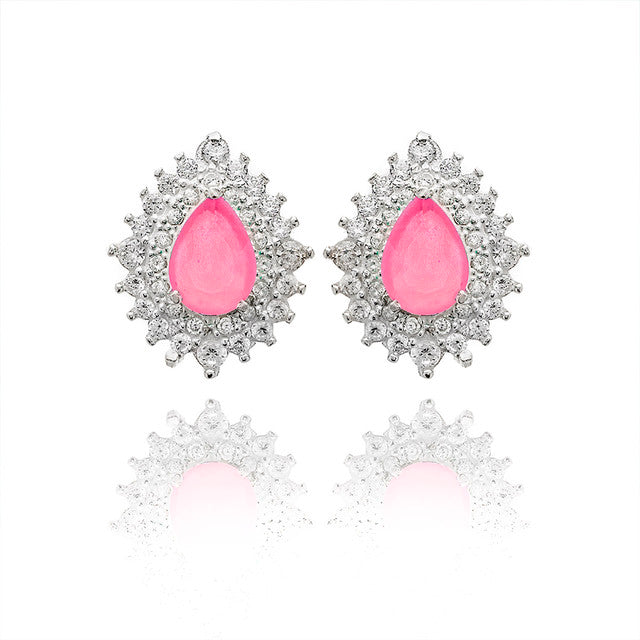 SILVER DROP CRYSTAL EARRING