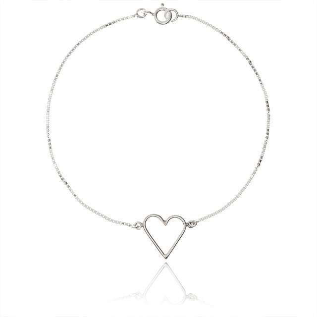 THREAD HEART SILVER BRACELET