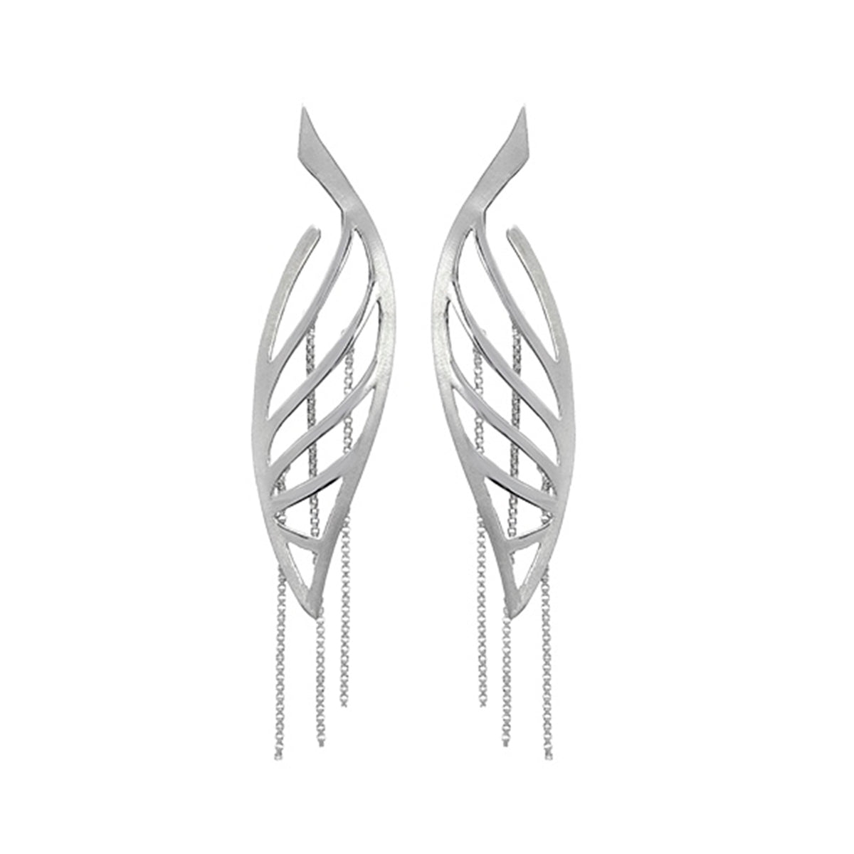 SILVER BUTTERFLY WING EARRING WITH STRAPS