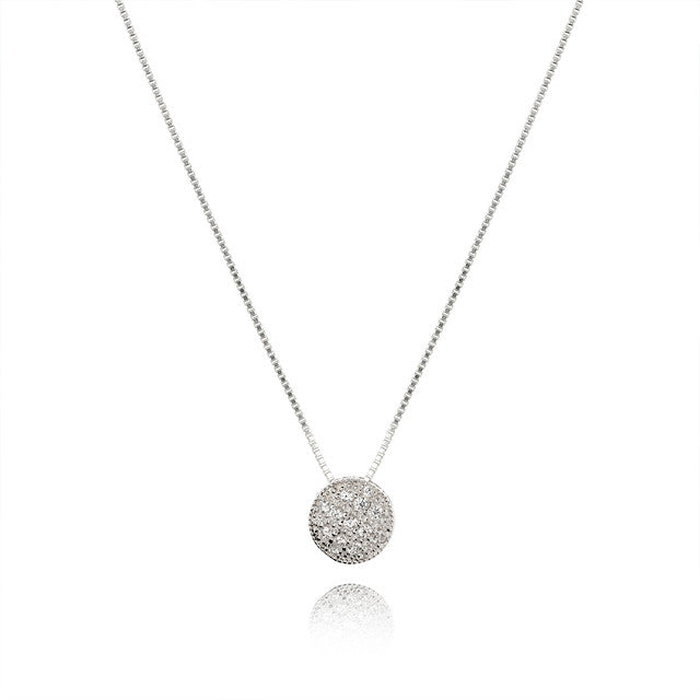 SILVER DOMED ZIRCONIA NECKLACE