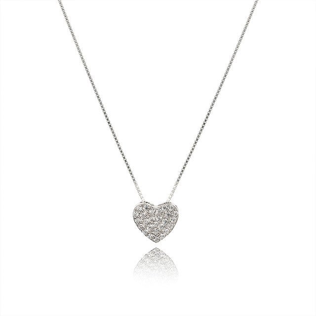 SILVER HEART ZIRCONIA NECKLACE